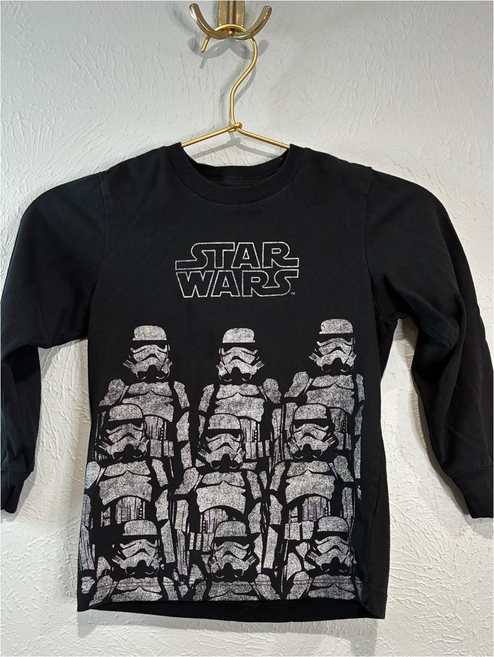 Kids Star Wars Black Long-Sleeve Tee with Silver Stormtrooper Graphic - size 5T